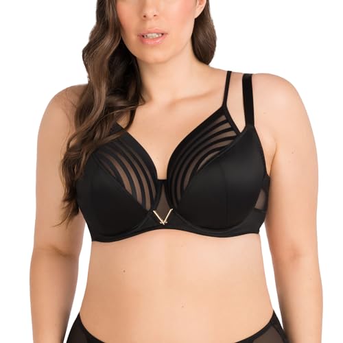 Gorsenia Dame Soft BH Nicht Gepolsterte Cups Doppelte Träger Streifchen Bügel K810 Yoko, Schwarz,75K von Gorsenia