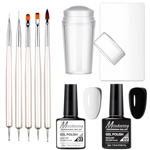 French Nails Stamper Maniküre kit Weiß und Schwarz Nagellack Set french nails set Nail Art Kit Gel Nagellack Nail Stempel Nail Art Pinsel DIY French Manicure Kit Nail Art Werkzeug Nagelstudio French Nails Stamper Maniküre kit Weiß und Schwarz Nagellack Set french nails set Nail Art Kit Gel Nagellack Nail Stempel Nail Art Pinsel DIY French Manicure Kit Nail Art Werkzeug Nagelstudio von Gorvalin