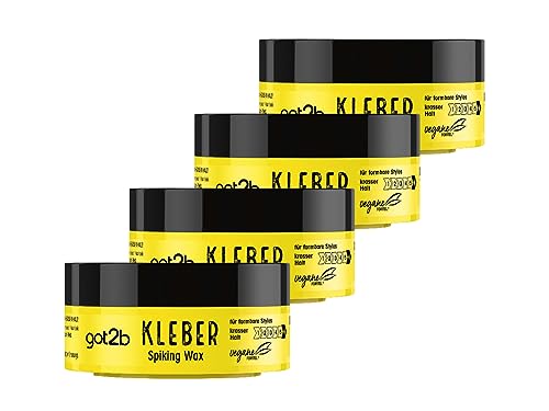 got2b Kleber Spiking Wax Halt 6 (75 ml), Haarwax mit krassem Halt für vertikale Styles, Haargel für Männer modelliert wie ein Wax und hält wie ein Kleber, 4x 75 ml von Got2B