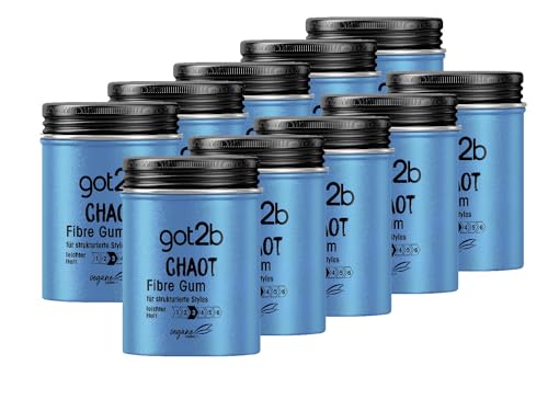 got2b Schwarzkopf Chaot modellierendes Fibre Gum Halt 3 (10x 100 ml), Haarwachs für Männer kreiert zerzauste Looks, Haarpaste mit starkem, aber biegsamem Halt für individuelle Styles von Got2B