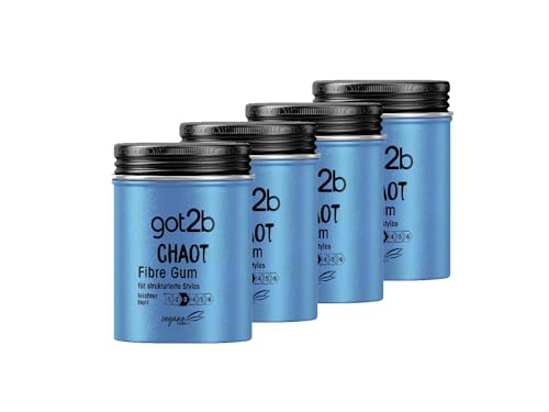 got2b Schwarzkopf Chaot modellierendes Fibre Gum Halt 3 (4x 100 ml), Haarwachs für Männer kreiert zerzauste Looks, Haarpaste mit starkem, aber biegsamem Halt für individuelle Styles von Got2B