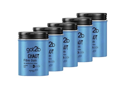 got2b Schwarzkopf Chaot modellierendes Fibre Gum Halt 3 (5x 100 ml), Haarwachs für Männer kreiert zerzauste Looks, Haarpaste mit starkem, aber biegsamem Halt für individuelle Styles von Got2B