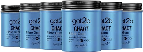 got2b Schwarzkopf Chaot modellierendes Fibre Gum Halt 3 (6x 100 ml), Haarwachs für Männer kreiert zerzauste Looks, Haarpaste mit starkem, aber biegsamem Halt für individuelle Styles von Got2B