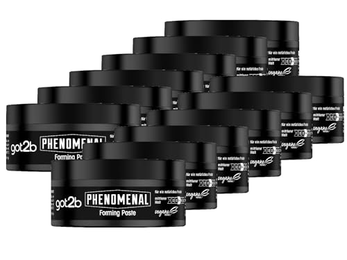 got2b Schwarzkopf Phenomenal Forming Paste Halt 3 (12x 100 ml), Haarwax für Männer verleiht einen phenomenalen Barbershop Style, Styling Gel für starken Halt & natürlichen Glanz von Got2B