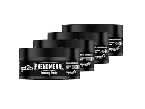 got2b Schwarzkopf Phenomenal Forming Paste Halt 3 (4x 100 ml), Haarwax für Männer verleiht einen phenomenalen Barbershop Style, Styling Gel für starken Halt & natürlichen Glanz von Got2B