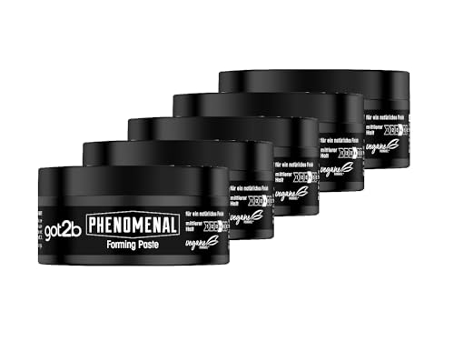 got2b Schwarzkopf Phenomenal Forming Paste Halt 3 (5x 100 ml), Haarwax für Männer verleiht einen phenomenalen Barbershop Style, Styling Gel für starken Halt & natürlichen Glanz von Got2B