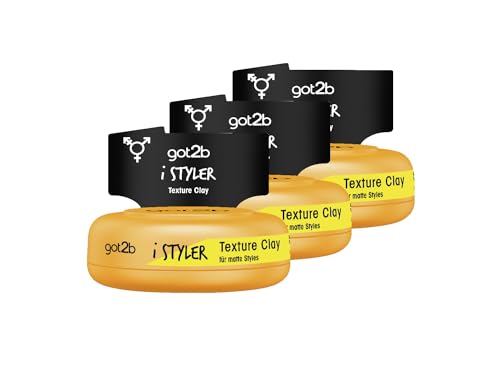 got2b Schwarzkopf iStyler Texture Clay Halt 4 (3x 75 ml), Haarcreme für Männer verleiht einen coolen Matt-Effekt, Haarpaste für einen texturierten, matt definierten Style von Got2B