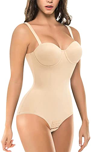 Gotoly Damen Bodysuit Shapewear Bauchkontrolle Jumpsuits Tops Ärmellos Camisole Body Shaper mit integriertem BH, beige, 46 von Gotoly