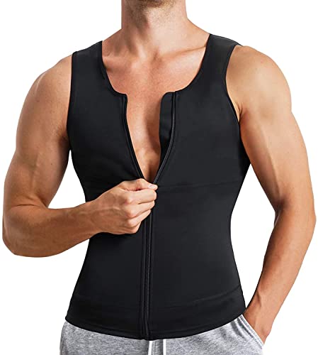 Gotoly Herren Unterhemden Workout Tank Tops Figurformend Kompressionsshirt Bauchweg Shapewear Abnehmen Body Shaper Unterhemd Weste Unterwäsche (L, Schwarz) von Gotoly