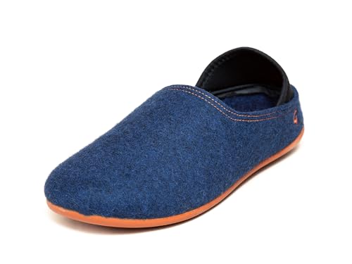 Gottstein Filzhausschuh Wool Slip-On für Damen & Herren - Hausschuh mit weichem Fersenriemen - Filzhausschuh mit Gummi-Sohle Midnight/Orange | 41 von Gottstein