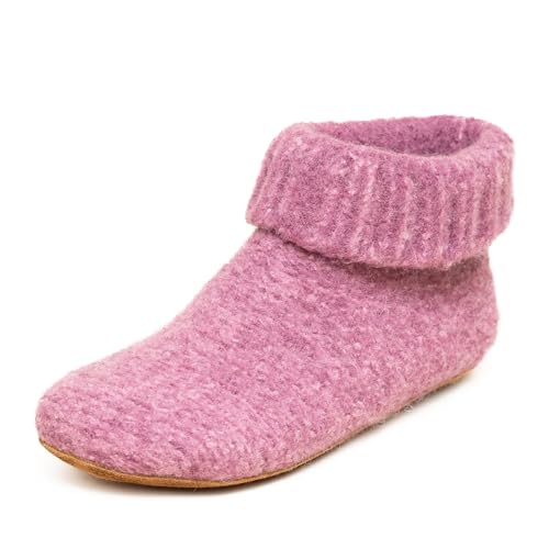 Gottstein Hüttenschuh Knit Boot - Filz-Hausschuh für Damen & Herren | Aus reiner Schurwolle - hochwertige Sohle aus Rindsleder - geschlossene Sockenschuhe Pastel-Pink | 38 von Gottstein