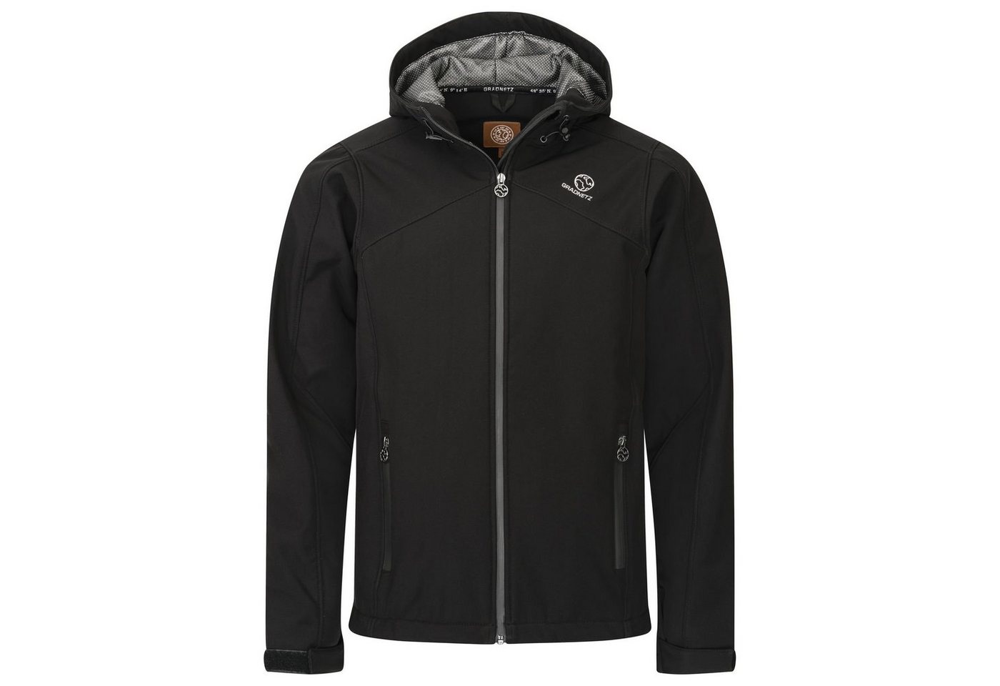 Gradnetz Softshelljacke Herren schwarz (1-St) Kapuze mit Gummizug von Gradnetz