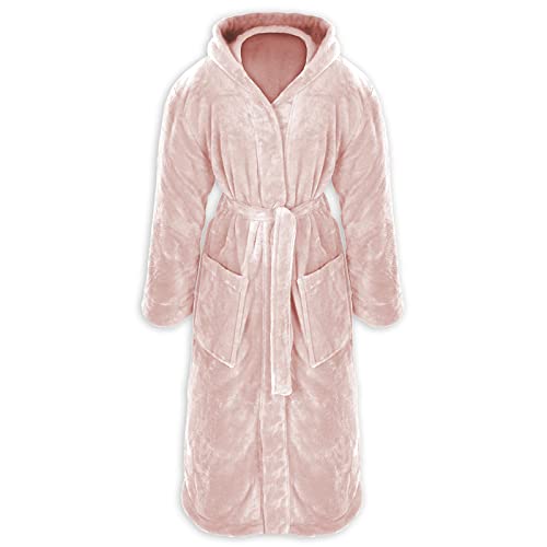 Gräfenstayn® Damen & Herren Kuschelfleece Bademantel mit Kapuze Größe S-XXXL Öko-Tex Standard 100 Flanell Fleece (S, Rosa) von Gräfenstayn