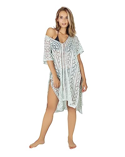 Gräfenstayn Strandkleid Damen gestrickt - Oeko-Tex Standard - Perfekt als Strandponcho oder Cover-up Bikini, Badeanzug - Strandtunika (L-XL Mint) von Gräfenstayn