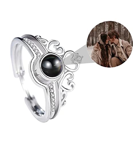 925 Sterling Silber Personalisierter Foto Projektionsring Ich liebe dich Ring 100 Sprachen Herzbild Ring Erinnerung an die Liebe in Roségold Individueller Schmuck für Mutter Liebhaber von Grancey