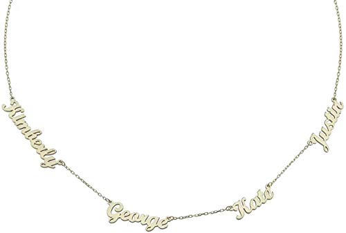 Namenskette Choker Kette mit Gravur 2/3/4 kinder Namen Familiennamen Anhänger Personalisiert Mutter Halskette für Mama Oma Damen 925 Sterling Silber Gold Rosegold von Grancey