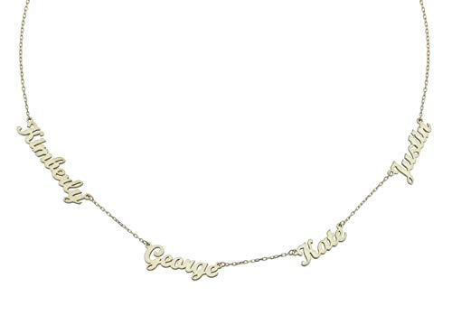 Namenskette Choker Kette mit Gravur 2/3/4 kinder Namen Familiennamen Anhänger Personalisiert Mutter Halskette für Mama Oma Damen 925 Sterling Silber Gold Rosegold von Grancey