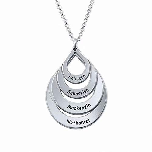 Personalisierte Gravierte Kette für Mütter aus 925 Sterlingsilber 4 Kinder Namenskette für Oma Familien - 4 Ringe Anhänger für zum Muttertag zu Weihnachten von Grancey