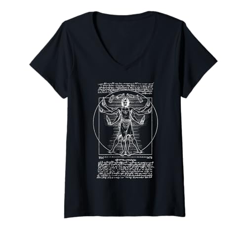 Damen Barkeeper Mixologe Vitruvian Man Lustig Leonardo Da Vinci T-Shirt mit V-Ausschnitt Damen Barkeeper Mixologe Vitruvian Man Lustig Leonardo Da Vinci T-Shirt mit V-Ausschnitt von Grandio Design Funny Bartender Novelty Gifts