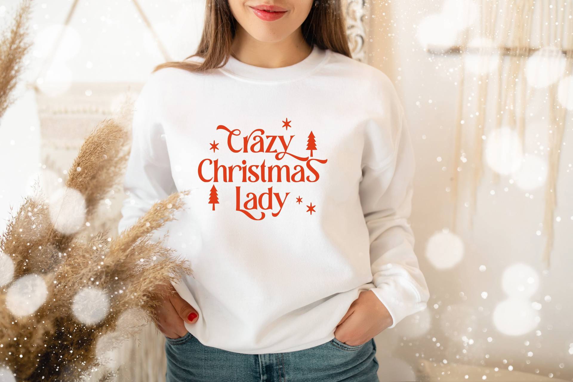 Crazy Christmas Lady Sweatshirt, Frauen Weihnachts Weihnachten Merry Sweatshirt von GraphicTeePoint