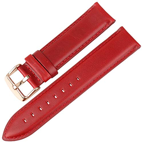 Weinlese-Leder-Uhrenarmband 16mm/17mm/18mm/19mm/20mm Armband Red Rose Red, 13mm von Grasschen