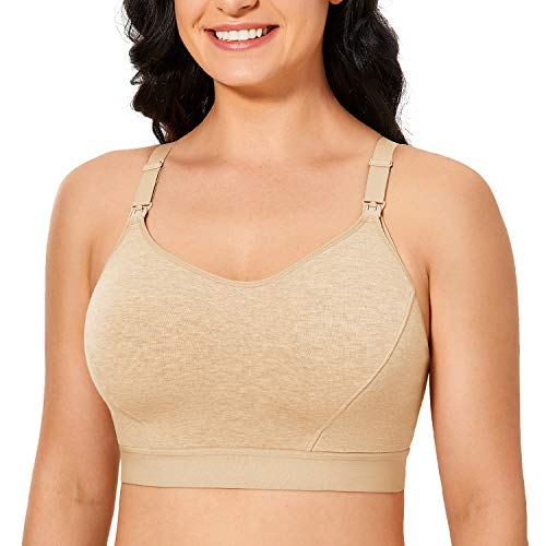 Gratlin Damen Stütz Sport Still BH Große Brüste Baumwolle Racerback Schwangerschafts BHS Beige Heidekraut XXL von Gratlin