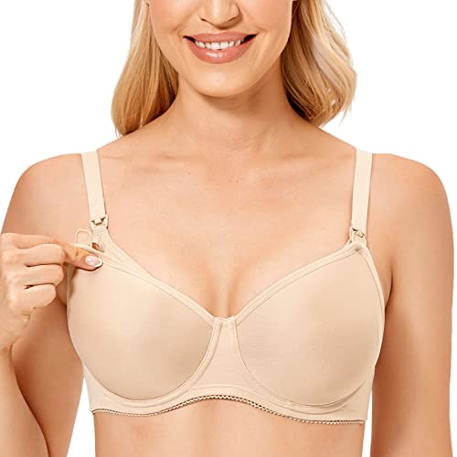 Gratlin Damen Still BH mit Bügel Gepolstert Schwangerschafts BHS Umstands Stütz BH Komfort Clip Down Cups Beige # 2 90C von Gratlin