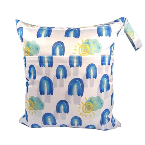 GreatRise 40 × 45cm Tragbar Groß Wetbag Baby-Windeltasche Wasserdichter Wickeltasche Baby Windel Organizer Nasstasche mit Reißverschluss für Unterwegs Reise Strandtücher Kindergarten Blauer Streifen GreatRise 40 × 45cm Tragbar Groß Wetbag Baby-Windeltasche Wasserdichter Wickeltasche Baby Windel Organizer Nasstasche mit Reißverschluss für Unterwegs Reise Strandtücher Kindergarten Blauer Streifen von GreatRise