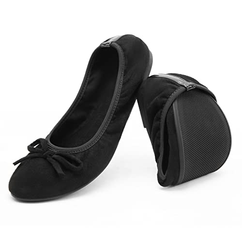 Greatonu Damen Geschlossene Ballerinas Flach Freizeit Tanzschuhe, Schwarz, 37 EU von Greatonu