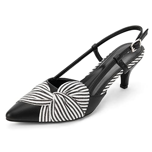 Greatonu Damen Sandalen Klassische Slingback Streif Party Süß Pumps Schwarz Pu Größe 38 EU von Greatonu