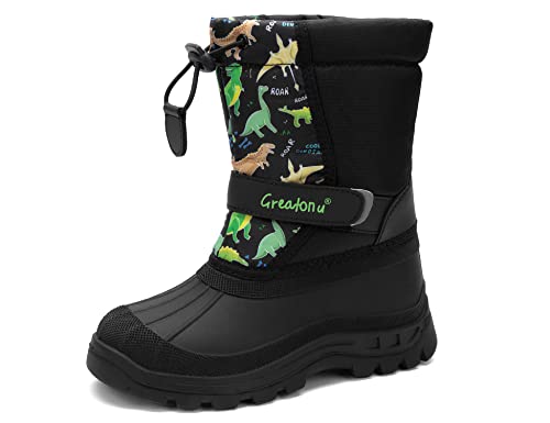 Greatonu Unisex Kinder Winterstiefel Warme Schneestiefel Schwarz EU 31 von Greatonu