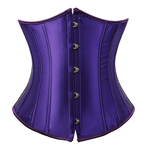 Grebrafan Damen Satin Unterbrust Taillen Corsage Korsett Große Größen (EUR(42-44) 3XL, Dark Violett) von Grebrafan