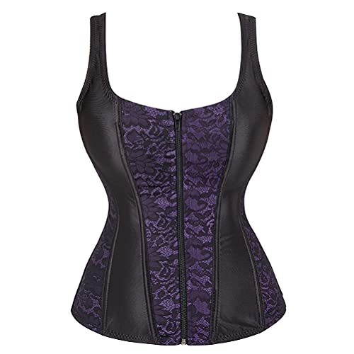 Grebrafan Korsett Strapse Corsage Clubwear Damen Korsagen Vollbrust (EUR(38-40) XL, Violett) von Grebrafan