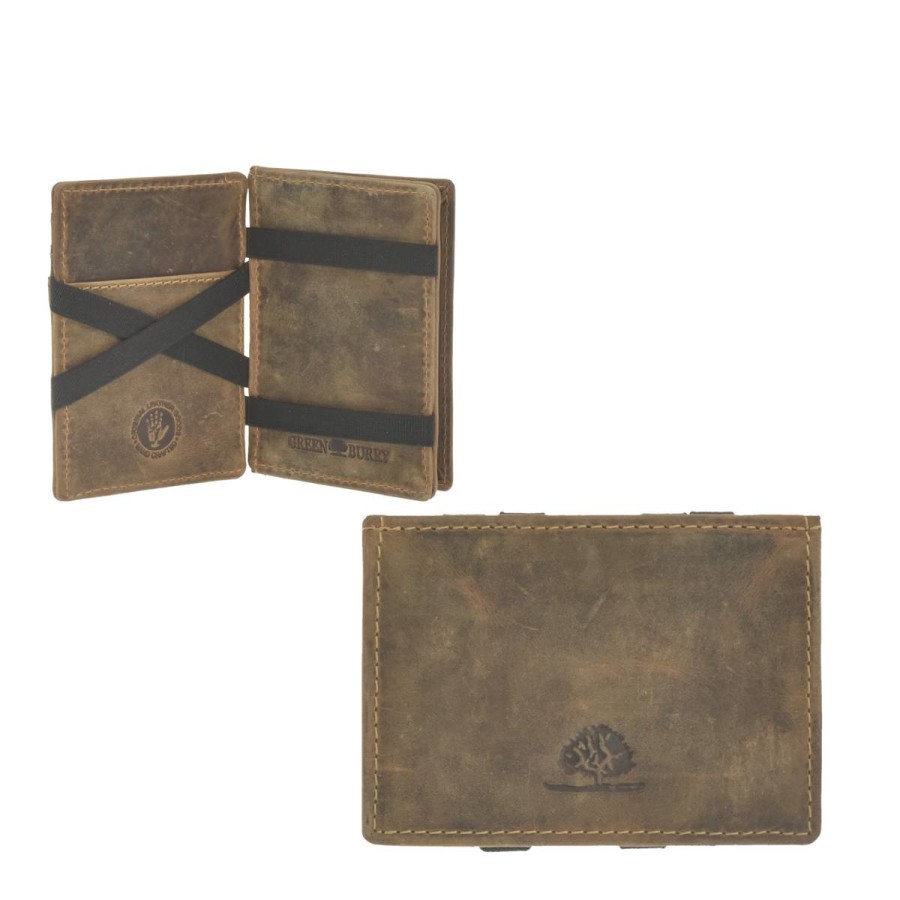 Magic Wallet Portemonnaie Leder 10x7cm mit Münzfach "Vintage" antic br von Greenburry