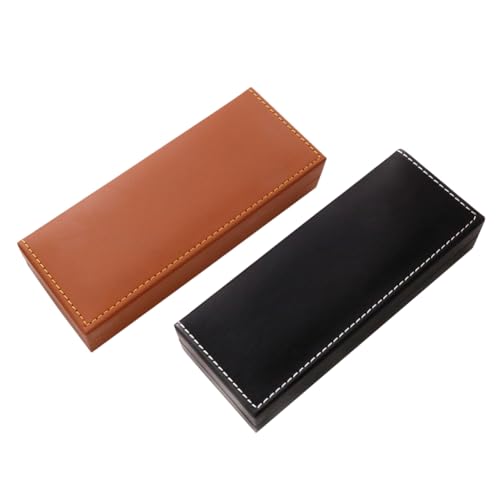 Grendly 2 x Kugelschreiber-Etui, Stiftehalter, Füllfederhalter-Box, Schmuck, leeres Etui, Federmäppchen für Erwachsene, Schwarz/Braun von Grendly