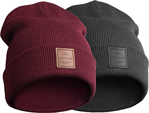 Grin&Bear Unisex Streetwear Mütze Beanie Feinstrick M65 (one Size, SetA) von Grin&Bear