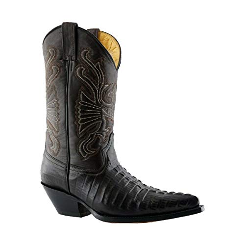 Grinder Herren Carolina Croc Leder Braun Western Cowboy Tanzstiefel 44 von Grinders