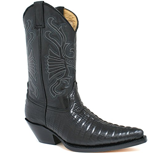 Grinder Herren Carolina Croc Leder Schwarz Western Cowboy Tanzstiefel 40 von Grinders