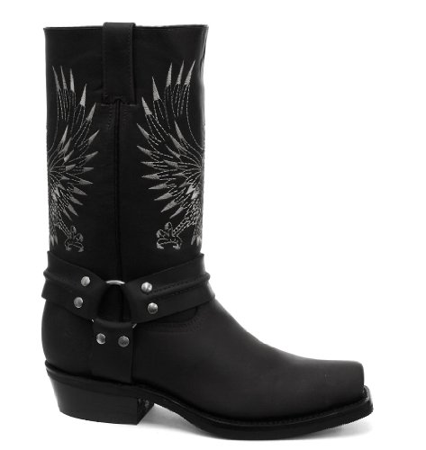 Grinders Bald Eagle Damen Cowboy Stiefel, Schwarz, Größe 45 von Grinders