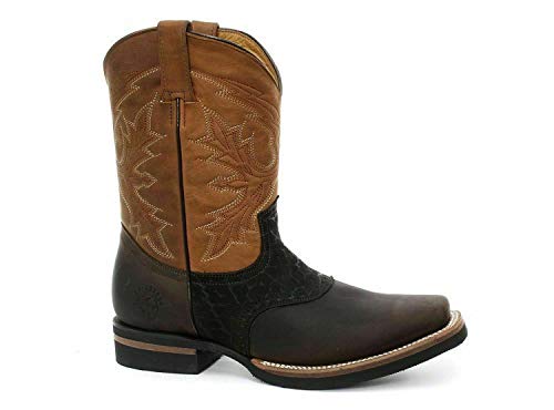 Grinders Frontier Hellbraune Chelsea-Stiefel Aus Leder Mit Karree Cowboy Knöchel 45 von Grinders