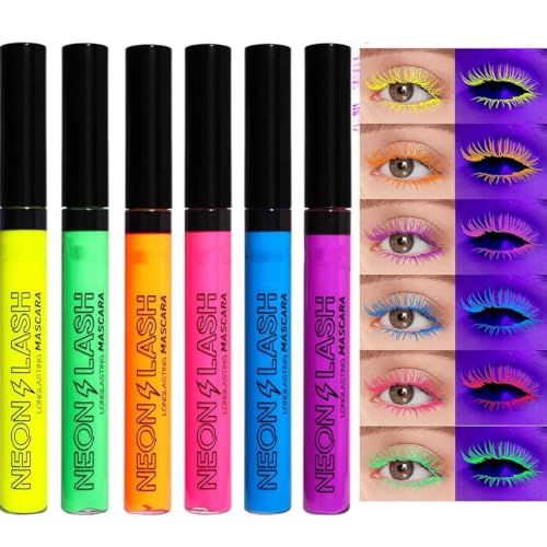 12 Colors UV Glow Neon Mascara Set Matte Rainbow Highly-Pigmented Colourful Mascara for Eye Makeup Tools, Waterproof Smudgeproof Long Lasting Eye Makeup Kit for Women (#02) von Grindrom