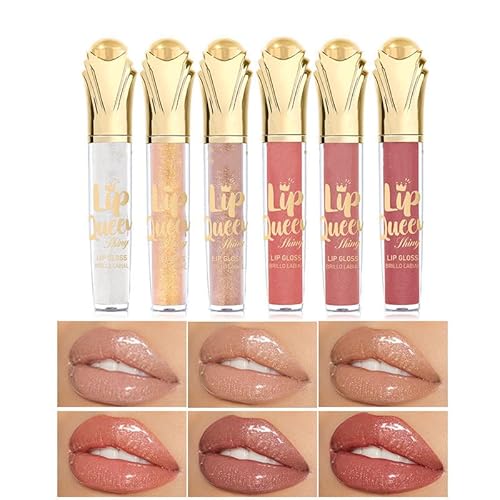 Tinted Lip Gloss, Metallic Diamond Plumping Lip Stick, Lip Stain Tint, Waterproof Long Lasting Lip Balm, Shine Shimmer lip Glossy for Makeup Sexy Clear Liquid Blush (6pcs) von Grindrom