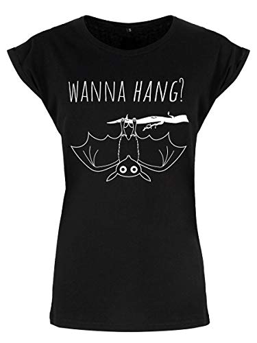 Damen T-Shirt Cute Bat Wanna Hang? Prämie schwarz Damen T-Shirt Cute Bat Wanna Hang? Prämie schwarz von Grindstore