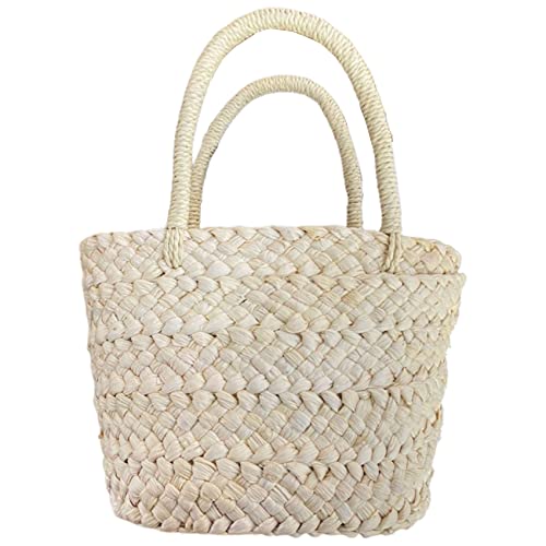 Griwiuiowe Sommer Handgefertigte Kleine Gewebte Tasche Maisschale Handtasche Korb Stroh Rattan Tasche Eltern-Kind Kinder Stroh Rattan GeldböRse von Griwiuiowe