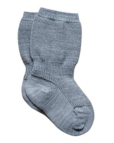 Grödo, Mädchen und Jungen Speckbein Baby Socke aus 100% Bio-Merinowolle (0-3 Monate, Grau) von Grödo
