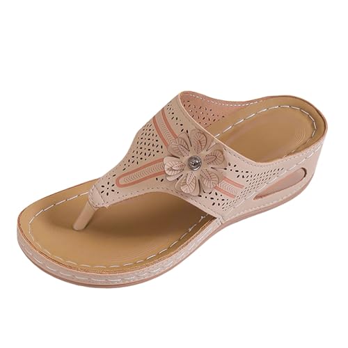 Flip Flops Damen, Orthopädische Sandalen Damen, Geteilten Bequem Sandaletten Atmungsaktiv Leichte Strandsandalen Freizeit Fashion Plateausandalen Peep Toe Tanga Sandalen von Gsheocm