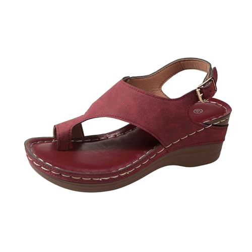 Flip Flops Damen, Sandalen Damen Sommer, Geteilten Bequem Sandaletten Leichtgewichts Atmungsaktiv Strandsandalen Mode Freizeit Plateausandalen Peep Toe Tanga Sandalen von Gsheocm