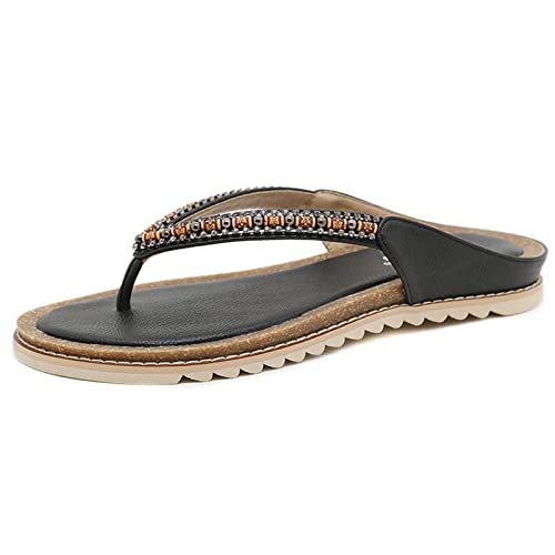 Flipflops Damen, Orthopädische Sandalen Damen, Komfort Geteilten Sandaletten Leichte Atmungsaktiv Strandsandalen Freizeit Fashion Flache Sandale Peep Toe Tanga Sandalen von Gsheocm