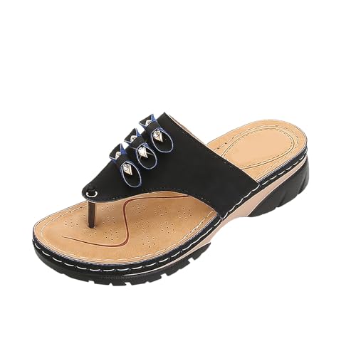 Flipflops Damen, Sandalen Damen Sommer, Geteilten Bequem Sandaletten Atmungsaktiv Leichtgewichts Strandsandalen Casual Fashion Plateausandalen Peep Toe Tanga Sandalen von Gsheocm