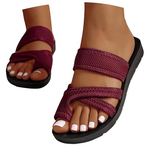 Flipflops Damen, Sandalen Damen Sommer, Komfort Geteilten Sandaletten Leichte Atmungsaktiv Strandsandalen Freizeit Fashion Damensandalen Mesh Slippers Tanga Sandalen von Gsheocm